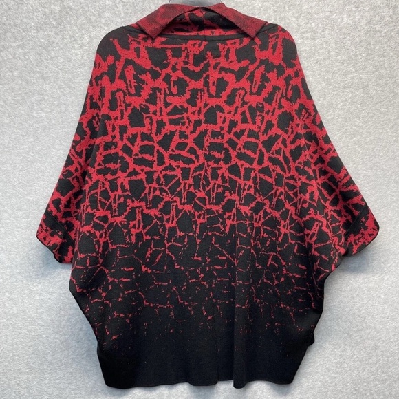 Ming Wang S/M Poncho Red Knit WrapShort Sleeve New - Picture 6 of 11